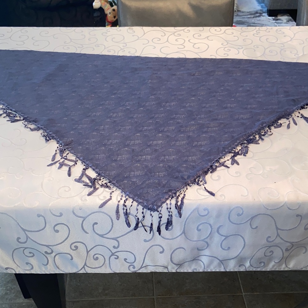 Motivi Navy and White scarf with Fringe